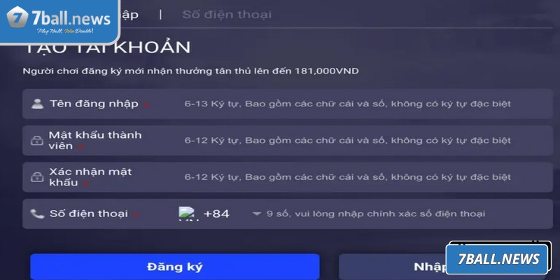 Người chơi cần điền đầy đủ chuẩn xác biểu mẫu cung cấp