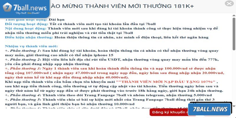 Mỗi sự kiện sẽ đưa ra yêu cầu nhận thưởng khác nhau
