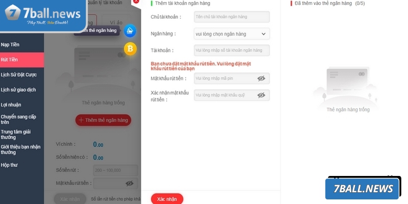 Cần chú ý các điều kiện để rút tiền 7Ball thành công