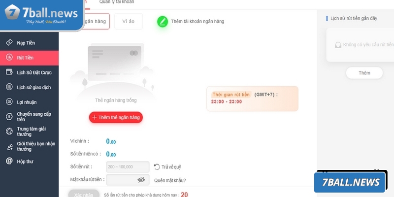 Lựa chọn kênh rút khoản thưởng để giao dịch